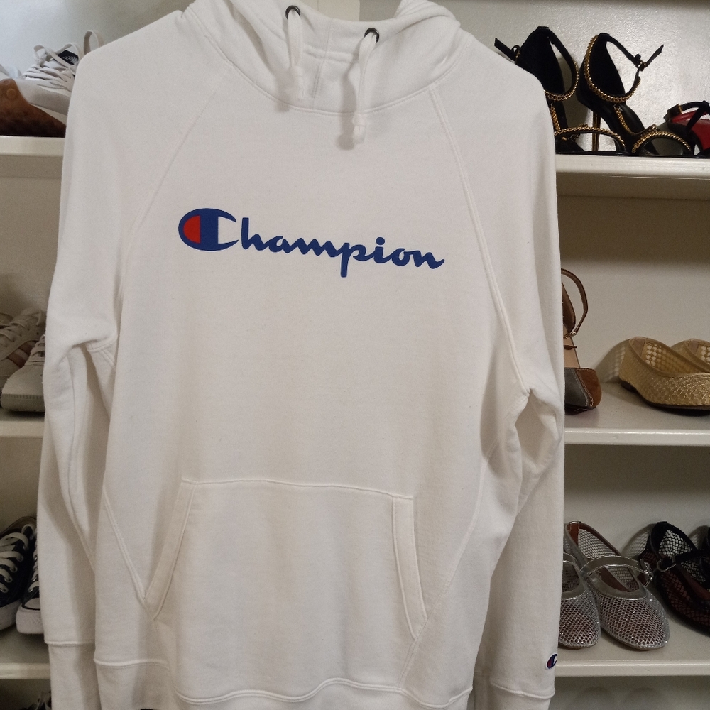 Champion White Pullover with Blue Logo